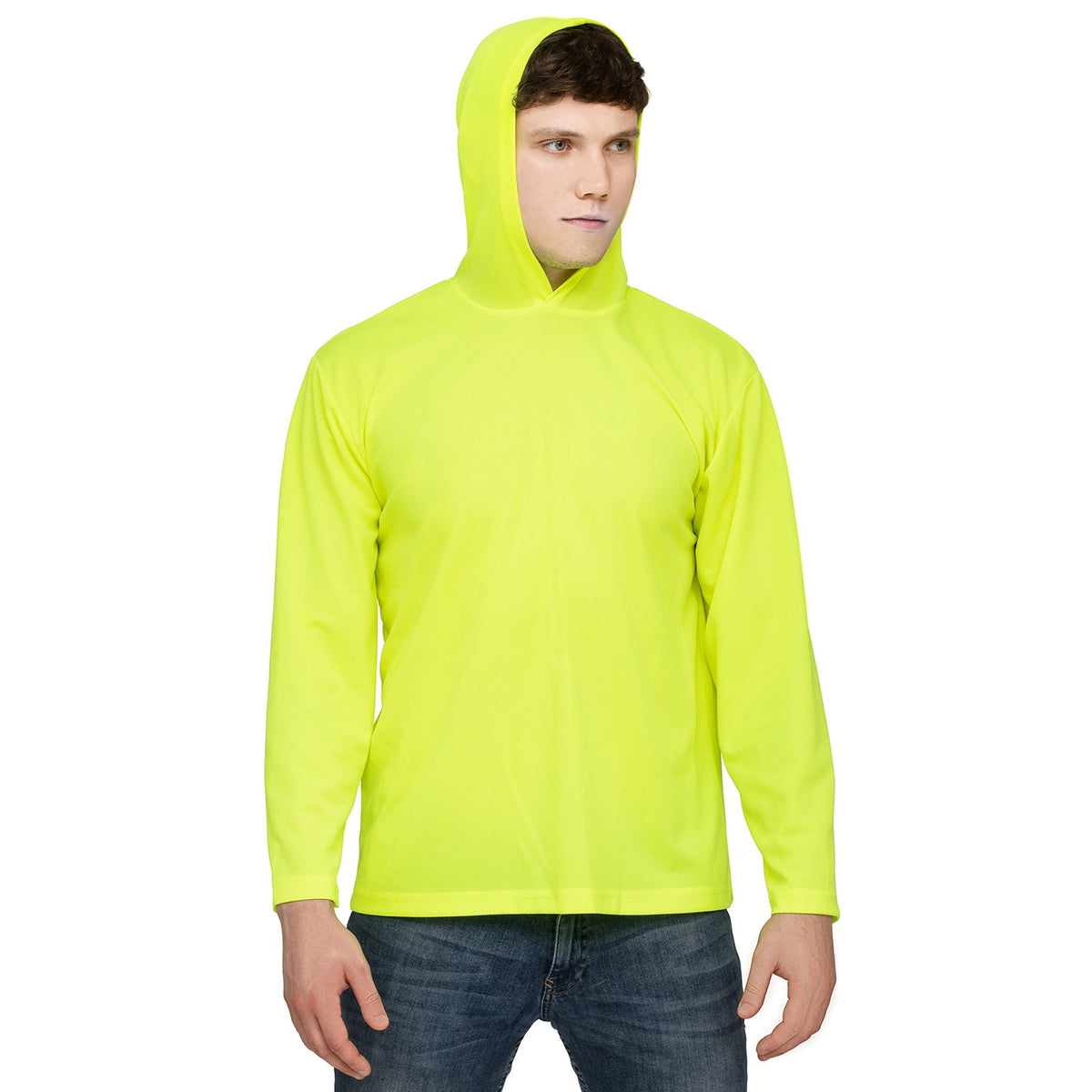 Protectx High Visibility Sun Protection Lightweight Long Sleeve Hoodie, UPF 50+ Quick-Dry, SPF UV Shirt, Active Wear