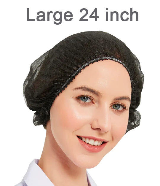 Disposable Bouffant Cap (Hair Net) 24" - Black