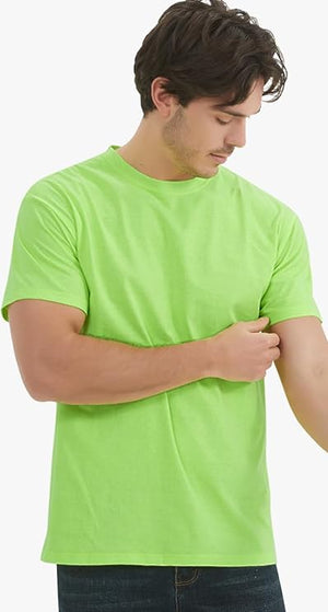 ProtectX 2-Pack High Visibility Short Sleeve T-Shirts, Comfortable Cotton Blend Men's Work Athletic Shirt, Neon Green