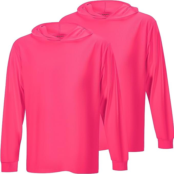 ProtectX 2-Pack Pink Lightweight Long Sleeve Hoodies, UPF 50+ Sun Protection T Shirts, SPF Outdoor UV Shirt