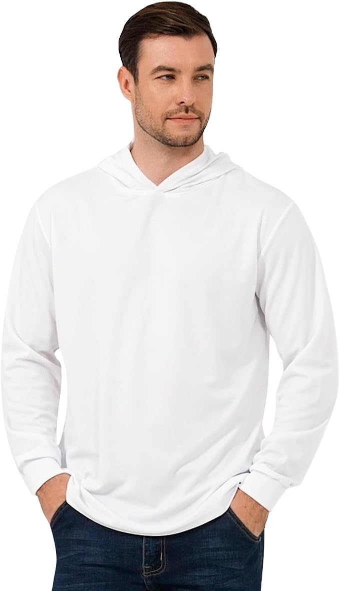 ProtectX 2-Pack White Lightweight Long Sleeve Hoodies, UPF 50+ Sun Protection T Shirts, SPF Outdoor UV Shirt
