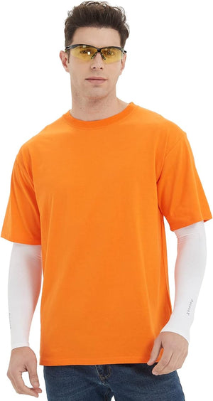 ProtectX 2-Pack High Visibility Short Sleeve T-Shirts, Comfortable Cotton Blend Men's Work Athletic Shirt, Orange