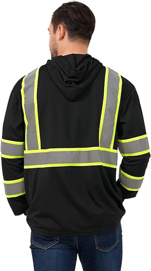 ProtectX Hooded Reflective High Visibility Black 3-Pack Heavy-Duty Long Sleeve Safety T-Shirt