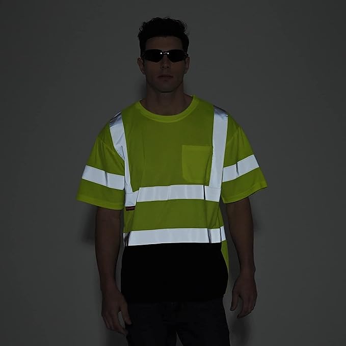 ProtectX Reflective Green Short Sleeve High Visibility 3-Pack Heavy-Duty Safety T-Shirt Type R Class 2