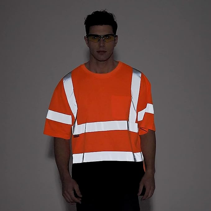 ProtectX Reflective Orange Short Sleeve High Visibility 3-Pack Heavy-Duty Safety T-Shirt Type R Class 2