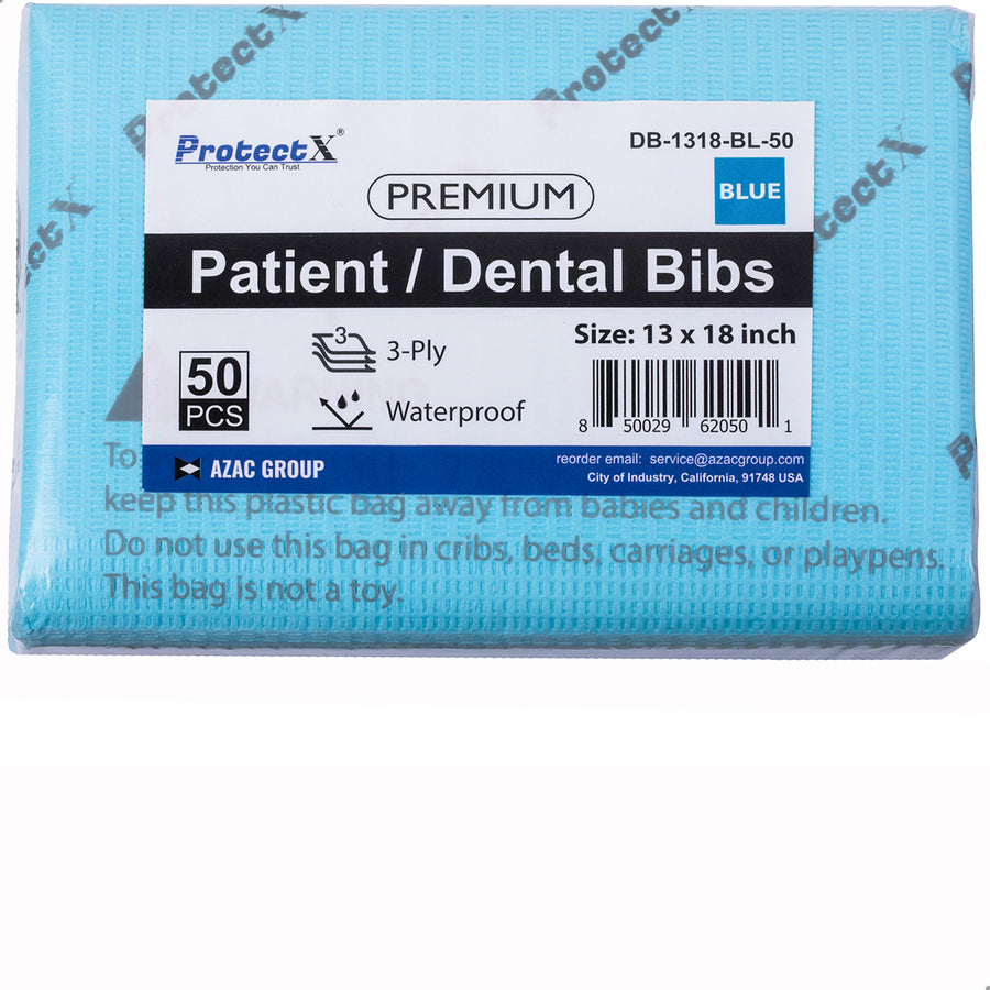 Disposable Dental Bibs Napkin 50Pcs Blue - AZAC Group