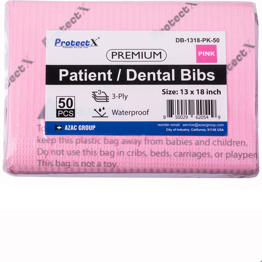 Disposable Dental Bibs Napkin 50Pcs Pink - AZAC Group