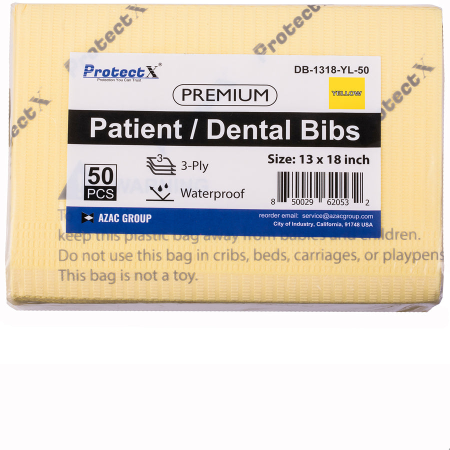 Disposable Dental Bibs Napkin 50Pcs Yellow - AZAC Group