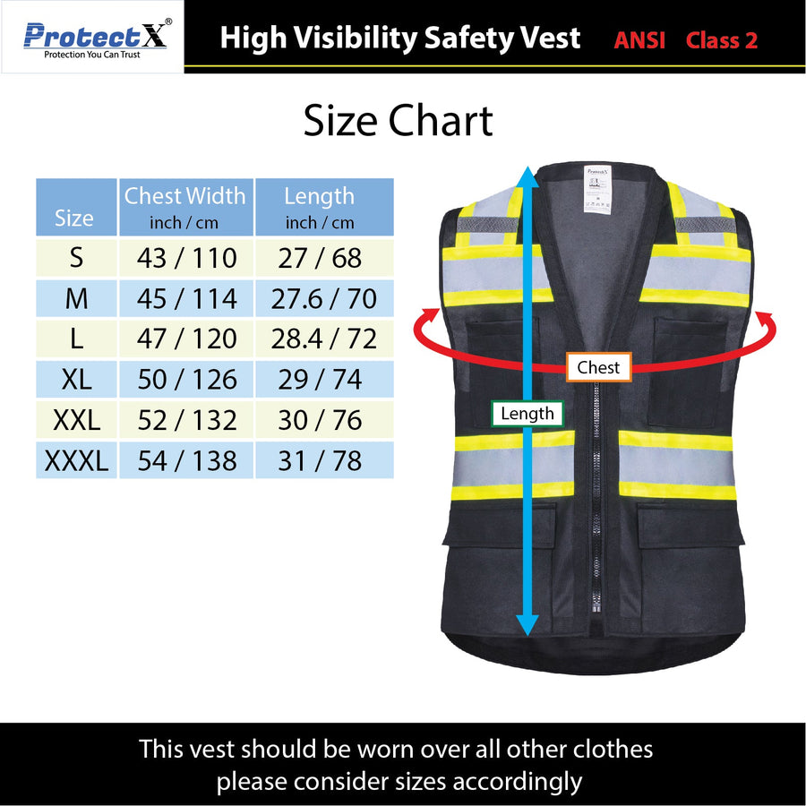 Safety Vest Black 10-Pack Class 2 Hi-Visibility All Solid Fabric with –  AZAC Group