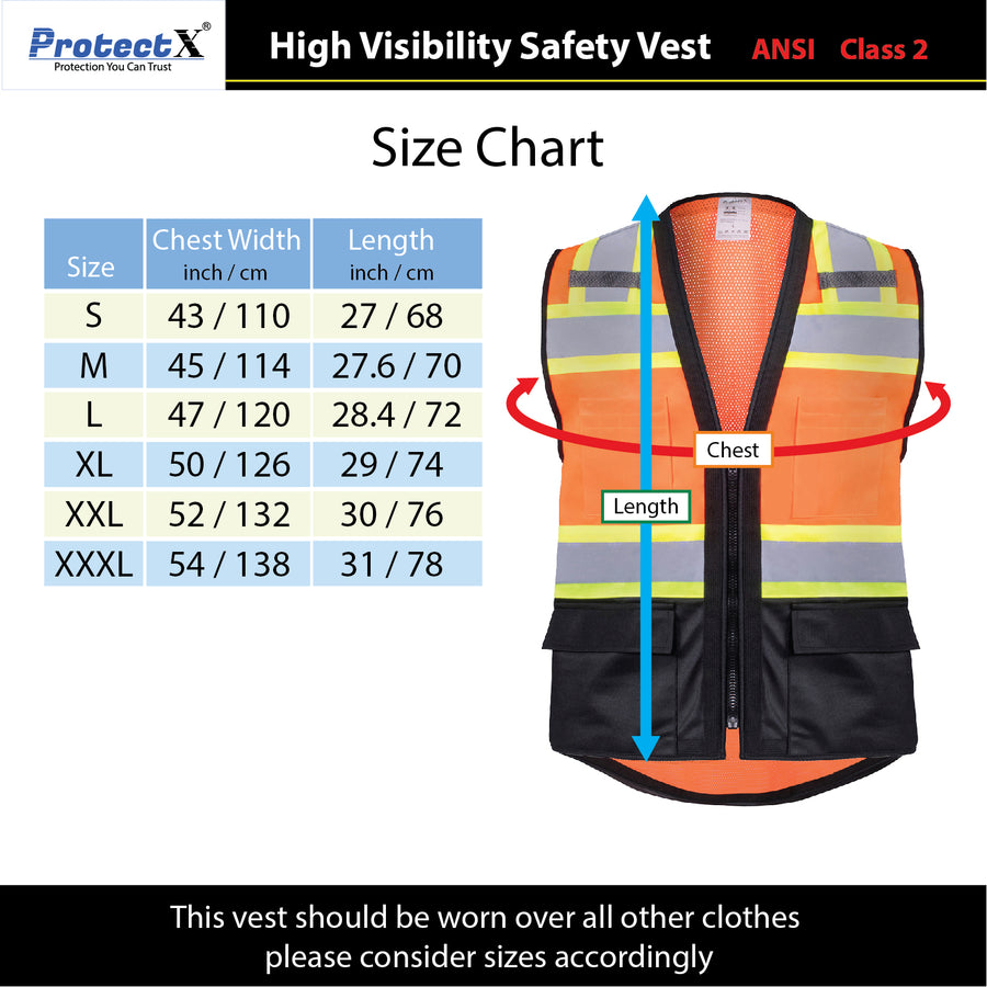 Safety Vest Orange-Black 10-Pack Class 2 Hi-Visibility Solid Front Mes –  AZAC Group
