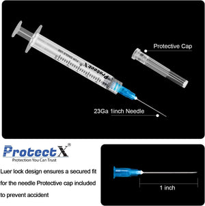 100 Pack 2.5ml Luer Lock Syringe with 23Ga 1 Inch Needle, Individual Package