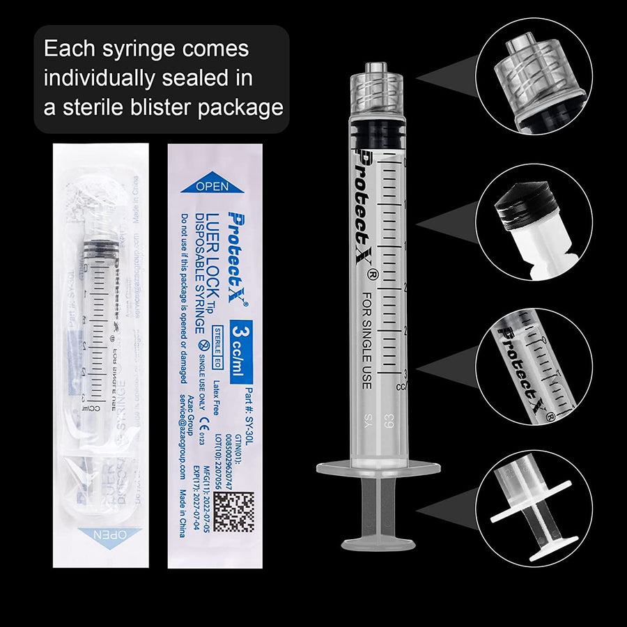 ProtectX Syringe 3ml Disposable Luer Lock Sterile (No Needle), Individ –  AZAC Group
