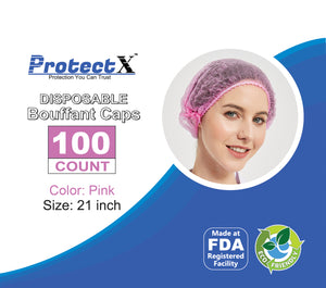 Disposable Bouffant Cap (Hair Net) 21" - Pink - AZAC Group