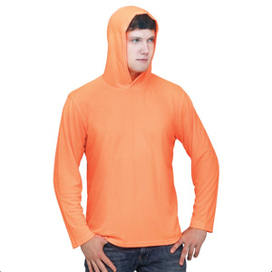 ProtectX 5-Pack Neon Orange High Visibility Sun Protection Lightweight Long Sleeve Hoodie, UPF 50+ Quick-Dry, SPF UV Shirt, Active Wear