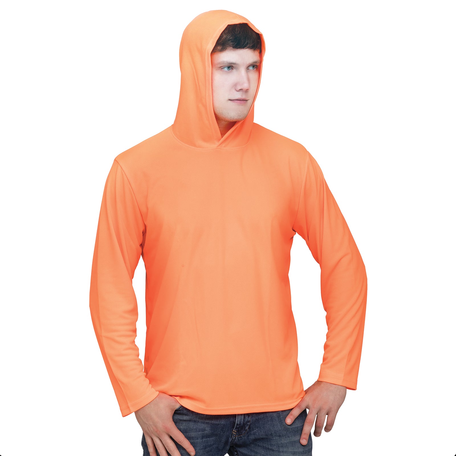 TACVASEN Mens Comfortable Sun Protection Shirt Summer Sport Hoodie Orange L