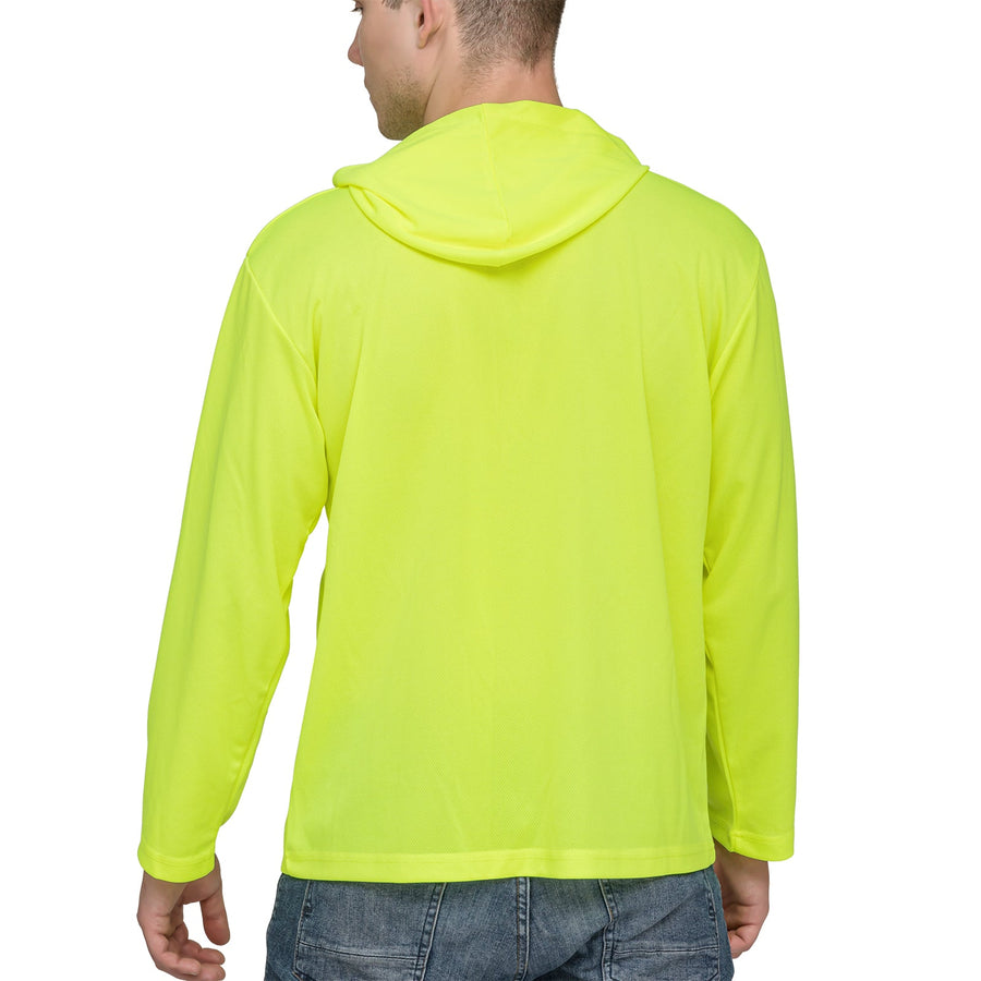 ProtectX 5-Pack Neon Green High Visibility Sun Protection Lightweight Long Sleeve Hoodie, UPF 50+ Quick-Dry, SPF UV Shirt, Active Wear