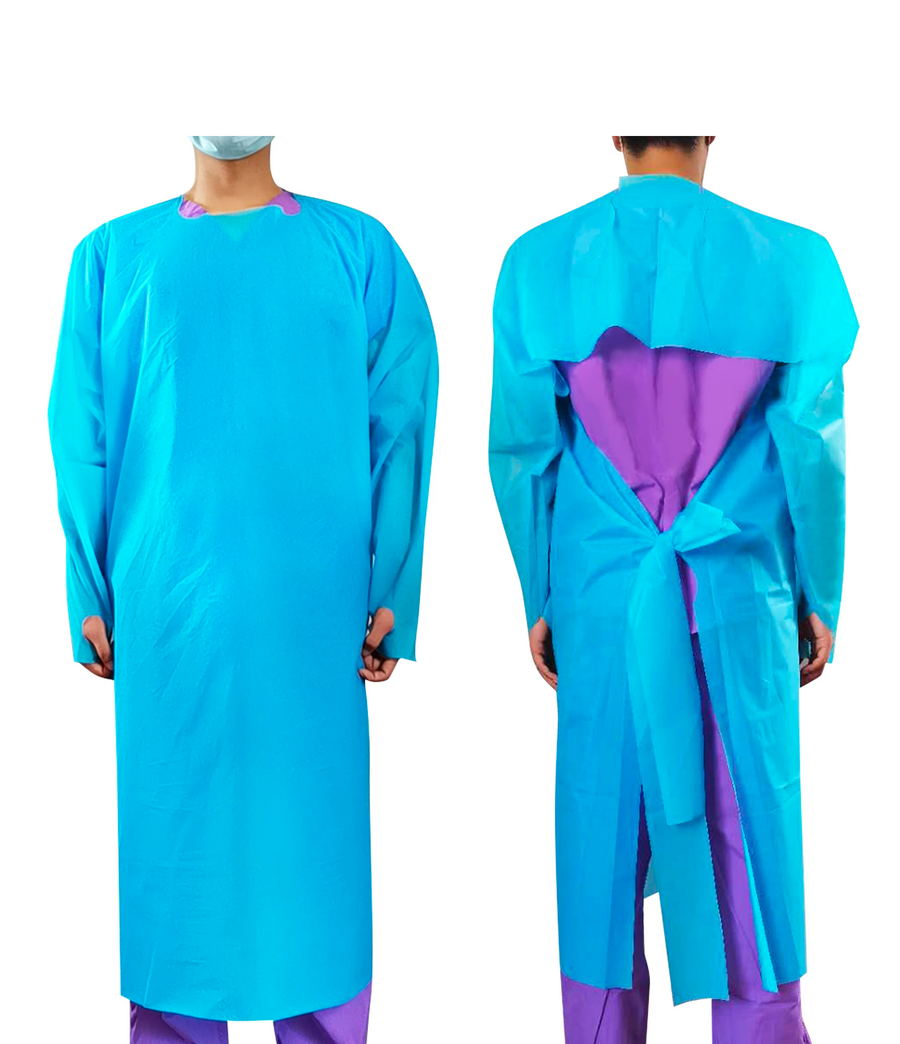 Level 4 AAMI Disposable Isolation Gown - 40 GSM Blue - AZAC Group