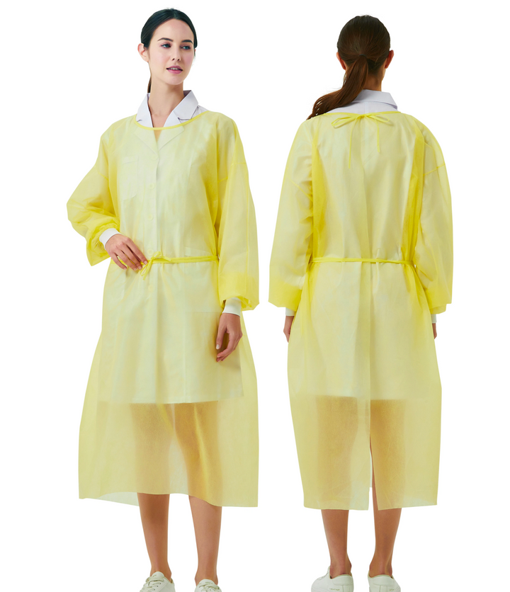 Disposable Breathable Polypropylene Isolation Gown Yellow - AZAC Group
