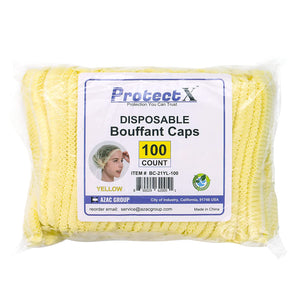 Disposable Bouffant Cap (Hair Net) 21" - Yellow - AZAC Group